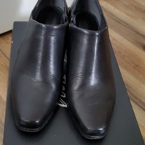 Black leather booties